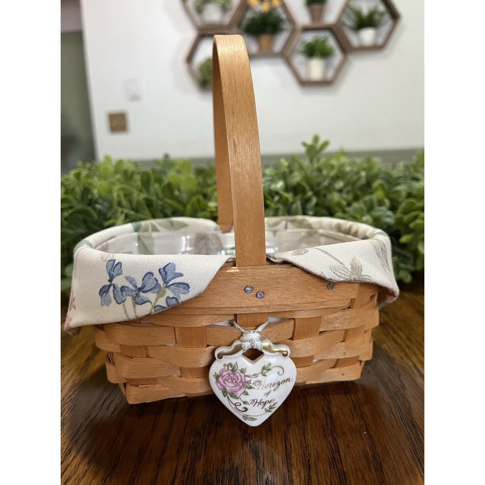 Longaberger 1999 Horizon Of Hope ACS Basket Detachable Charm Liner Protecter
